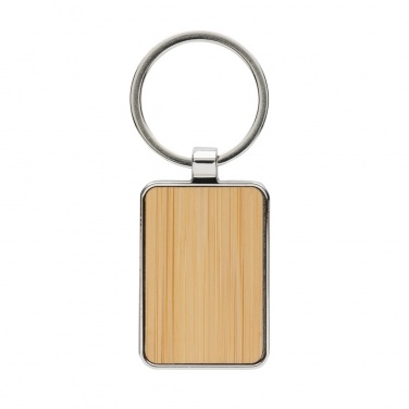 Logo trade corporate gift photo of: RCS recycled zinc alloy rectangle keychain with bamboo