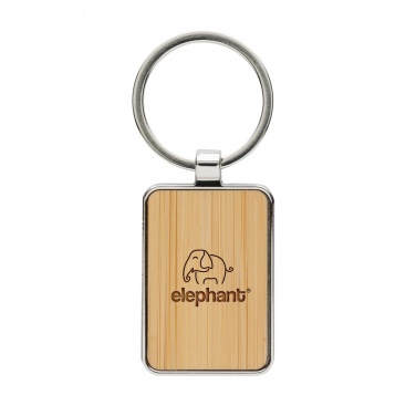 Logotrade promotional product picture of: RCS recycled zinc alloy rectangle keychain with bamboo