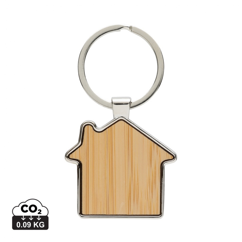 Logotrade advertising products photo of: RCS recycled zinc alloy house keychain with bamboo