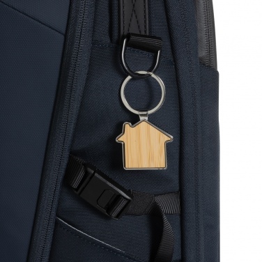 Logo trade promotional products image of: RCS recycled zinc alloy house keychain with bamboo