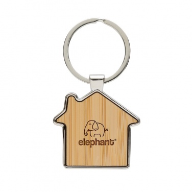 Logo trade promotional items picture of: RCS recycled zinc alloy house keychain with bamboo