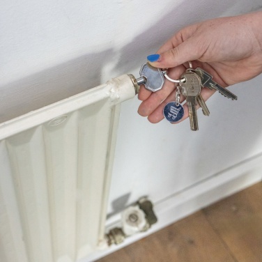 Logotrade promotional merchandise photo of: RCS recycled zinc alloy radiator key keychain with coin