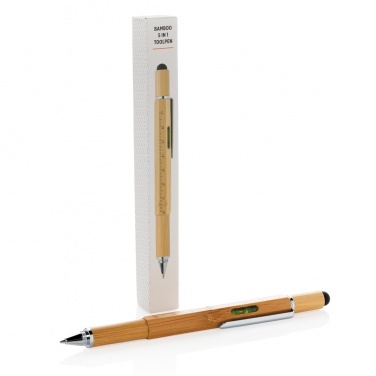 Logo trade promotional item photo of: Bamboo 5-in-1 toolpen