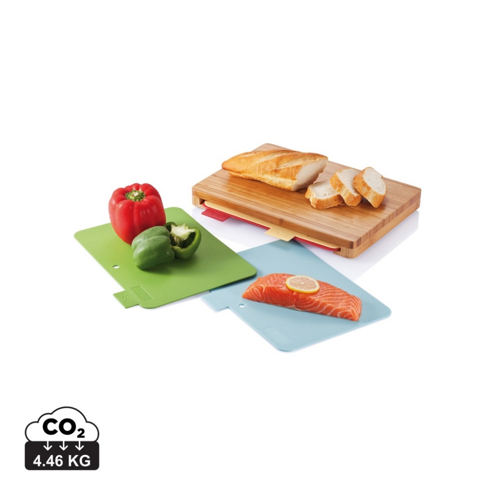 Logo trade promotional items image of: Cutting board with 4pcs hygienic boards