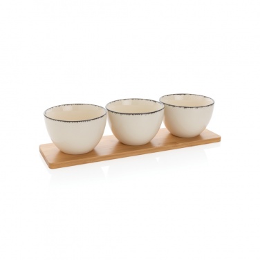 Logo trade advertising product photo of: Ukiyo 3pc serving bowl set with bamboo tray