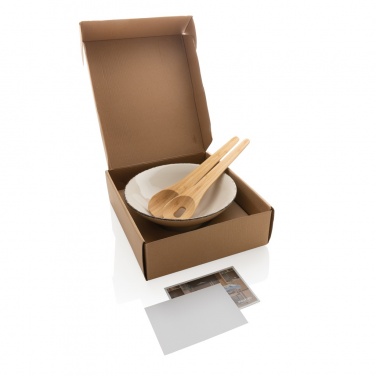 Logo trade business gifts image of: Ukiyo salad bowl with bamboo salad server