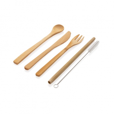 Logo trade promotional merchandise image of: Reusable bamboo travel cutlery set