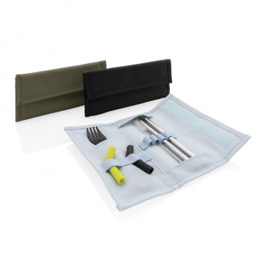Logo trade promotional gift photo of: Tierra 2pcs straw and cutlery set in pouch