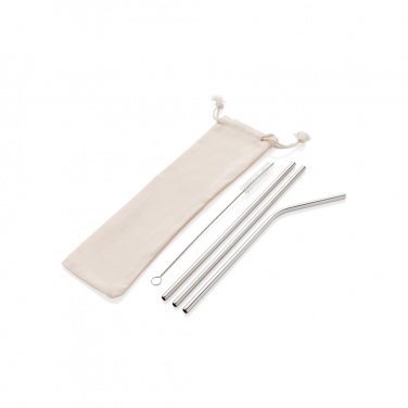 Logo trade promotional items picture of: Reusable stainless steel 3 pcs straw set
