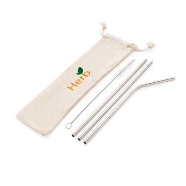 Logo trade advertising products picture of: Reusable stainless steel 3 pcs straw set