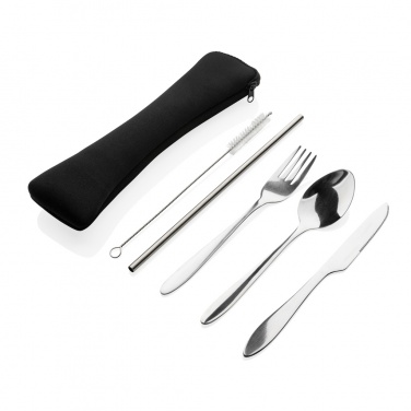 Logo trade promotional items image of: 4 PCS stainless steel re-usable cutlery set