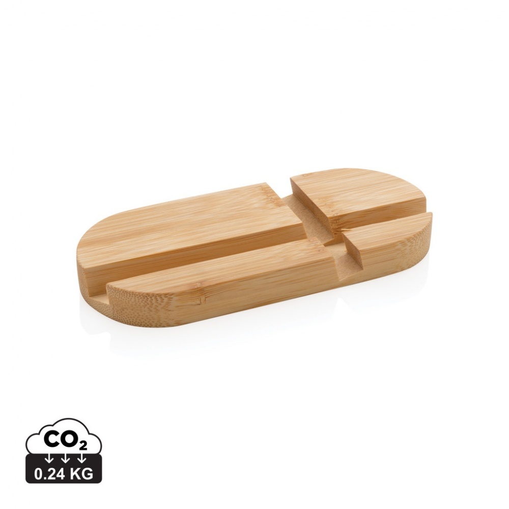 Logo trade corporate gifts image of: Bamboo tablet and phone holder