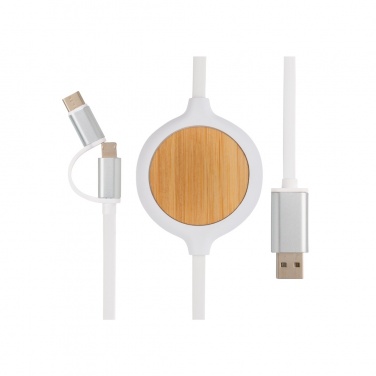 Logotrade promotional merchandise image of: 3-in-1 cable with 5W bamboo wireless charger