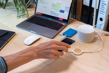 Logotrade business gift image of: 3-in-1 cable with 5W bamboo wireless charger
