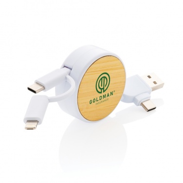 Logotrade advertising products photo of: RCS recycled plastic Ontario 6-in-1 retractable cable