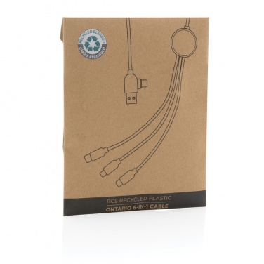 Logo trade promotional giveaway photo of: RCS recycled plastic Ontario 6-in-1 cable