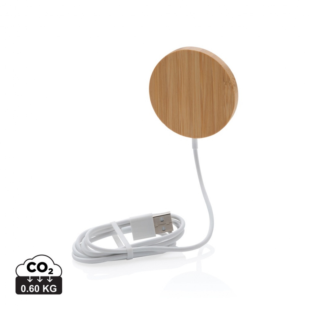 Logo trade promotional items picture of: 10W bamboo magnetic wireless charger