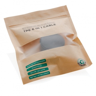 Logo trade promotional giveaways picture of: RCS standard recycled plastic and TPE 6-in-1 cable