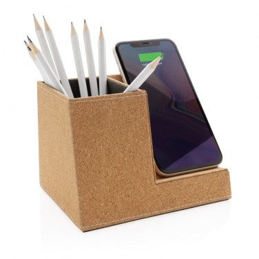 Logotrade corporate gift picture of: Cork pen holder and 5W wireless charger