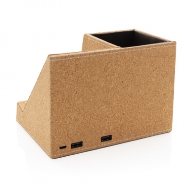 Logotrade promotional product picture of: Cork pen holder and 5W wireless charger