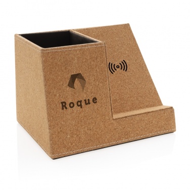 Logo trade business gift photo of: Cork pen holder and 5W wireless charger