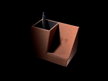 Logo trade advertising product photo of: Cork pen holder and 5W wireless charger