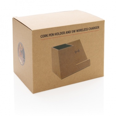 Logo trade advertising products picture of: Cork pen holder and 5W wireless charger