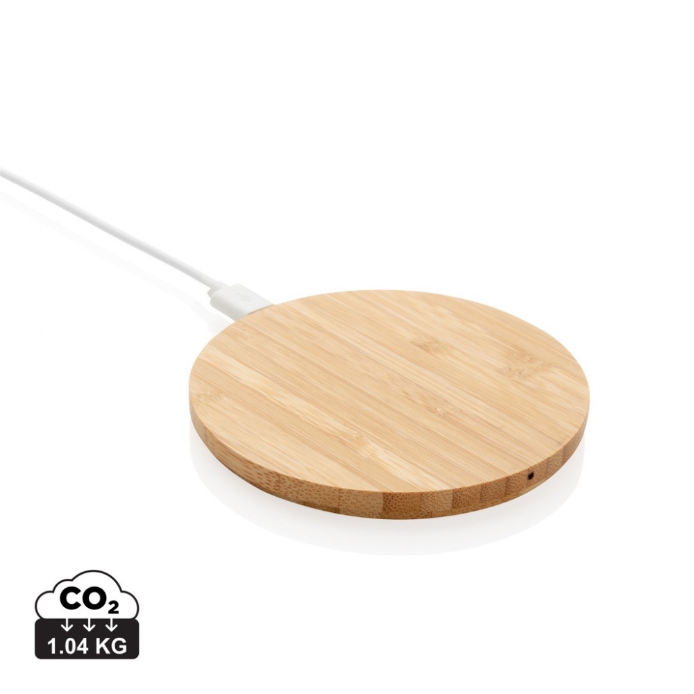 Logotrade promotional merchandise picture of: Bamboo 5W round wireless charger