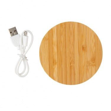 Logo trade advertising product photo of: Bamboo 5W round wireless charger