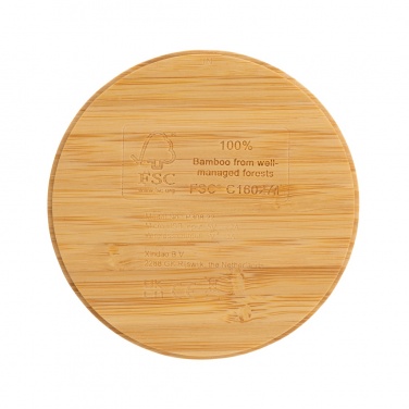 Logo trade corporate gifts image of: Bamboo 5W round wireless charger