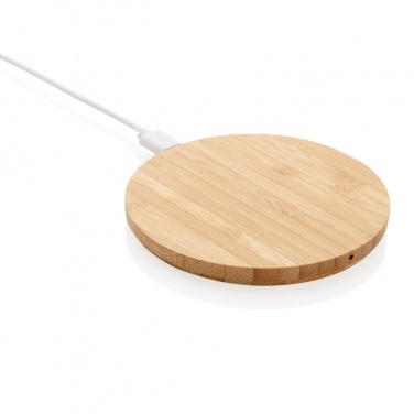 Logotrade promotional merchandise picture of: Bamboo 5W round wireless charger