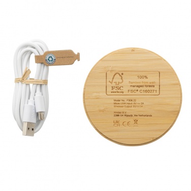 Logotrade promotional item picture of: Bamboo 5W round wireless charger
