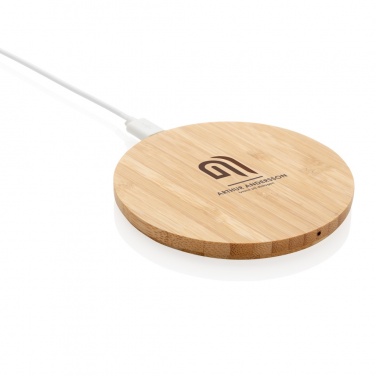 Logotrade promotional merchandise image of: Bamboo 5W round wireless charger