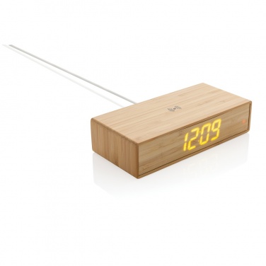 Logotrade promotional merchandise picture of: Bamboo alarm clock with 5W wireless charger