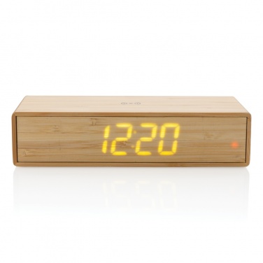 Logotrade promotional items photo of: Bamboo alarm clock with 5W wireless charger