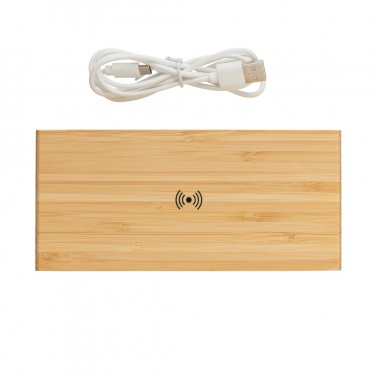 Logo trade promotional giveaway photo of: Bamboo alarm clock with 5W wireless charger