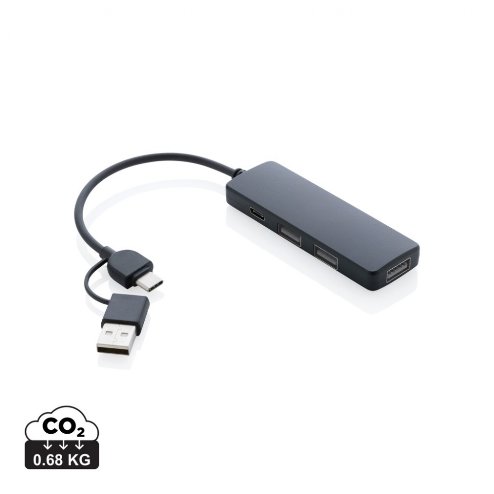 Logo trade advertising products image of: RCS recycled plastic USB hub with dual input