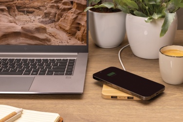 Logotrade promotional gift image of: Bamboo 10W wireless charger with USB