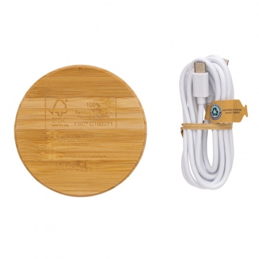 Logo trade business gifts image of: Bamboo 15W wireless charger