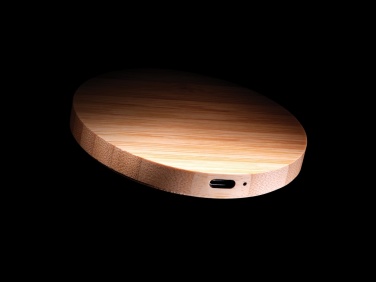 Logo trade promotional gifts image of: Bamboo 15W wireless charger