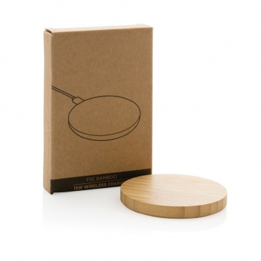 Logo trade business gifts image of: Bamboo 15W wireless charger