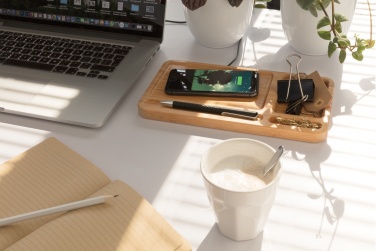 Logotrade corporate gift picture of: Bamboo desk organiser 10W wireless charger