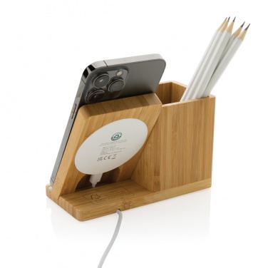 Logo trade promotional product photo of: Calgary bamboo 10W wireless charger