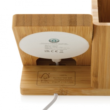 Logotrade promotional item image of: Calgary bamboo 10W wireless charger