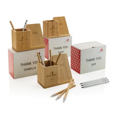 Logo trade business gifts image of: Calgary bamboo 10W wireless charger