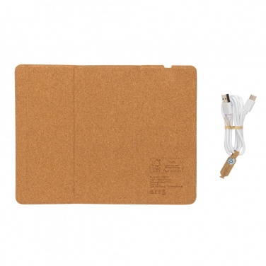 Logo trade promotional item photo of: 10W wireless charging cork mousepad and stand