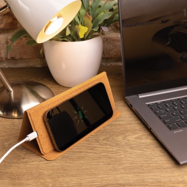 Logo trade promotional gift photo of: 10W wireless charging cork mousepad and stand