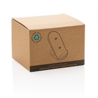 Logo trade corporate gifts image of: RCS recycled plastic double coil wireless stand 15W