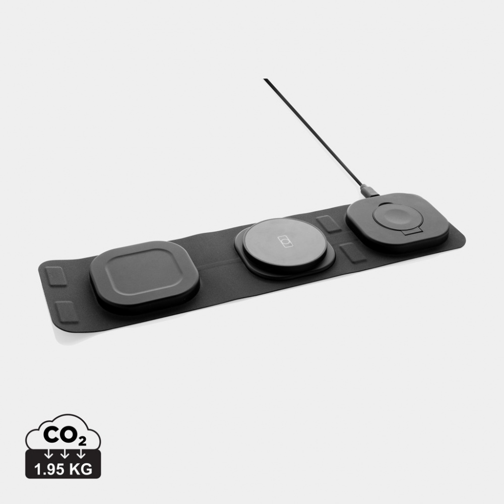 Logotrade promotional gift image of: Swiss Peak RCS rplastic 3-in-1 wireless 15W travel charger