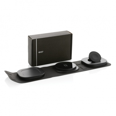 Logotrade promotional giveaways photo of: Swiss Peak RCS rplastic 3-in-1 wireless 15W travel charger